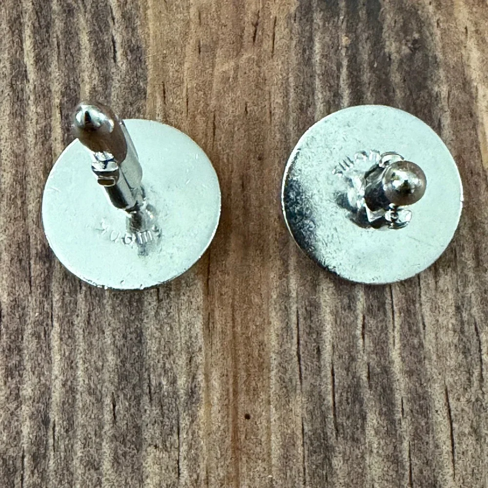 Swank Vintage Silver Tone Rnd Engraved SP Initial Monogram Cufflinks Toggle/Back